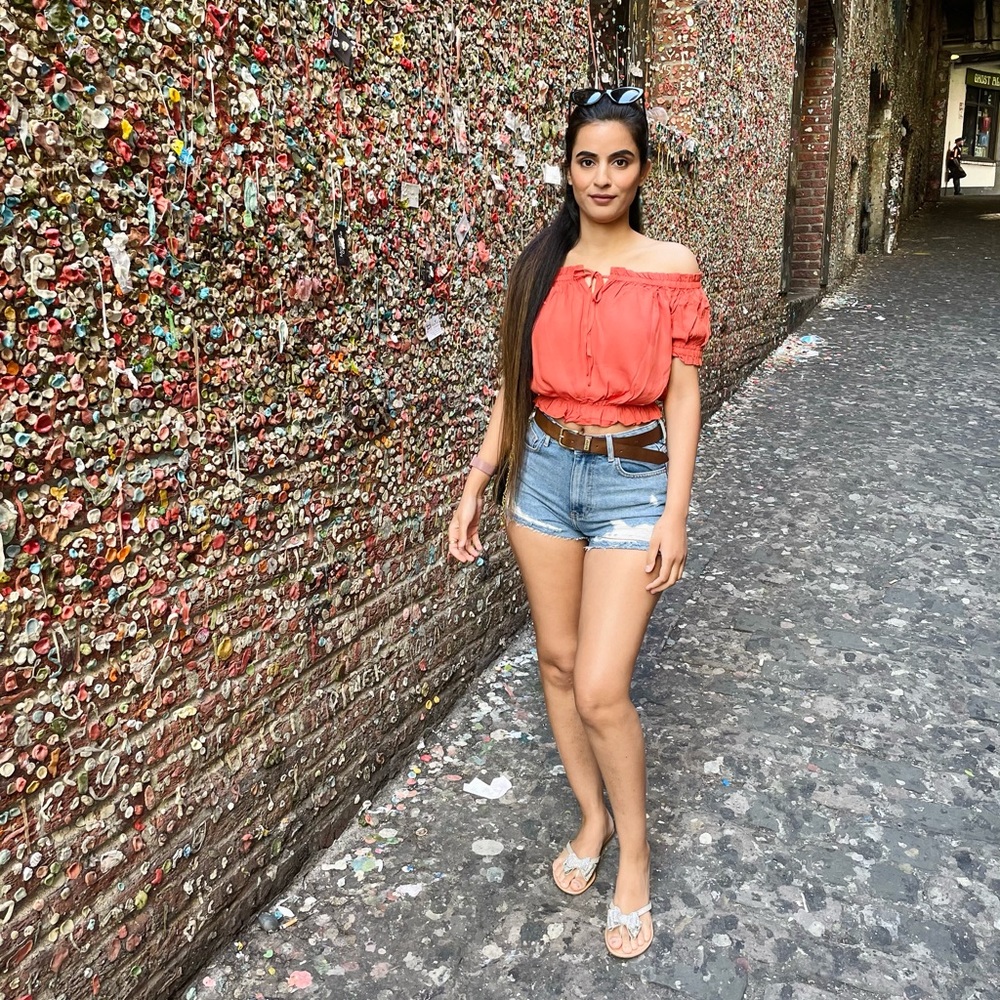 Ruffle off the shoulder top